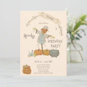 かわいいヴィンテージかかしハロウィーンbash誕生日 招待状 (スタンド正面)