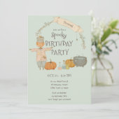 かわいいヴィンテージかかしハロウィーンbash誕生日 招待状 (スタンド正面)