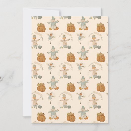 かわいいヴィンテージかかしハロウィーンbash誕生日 招待状 (裏面)