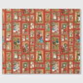 かわいいヴィンテージとサンタコラージュ ラッピングペーパー (フラット)