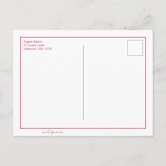 かわいいヴィンテージとバレンタインの挨拶 シーズンポストカード (裏面)