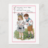 かわいいヴィンテージとバレンタインの挨拶 シーズンポストカード (正面)