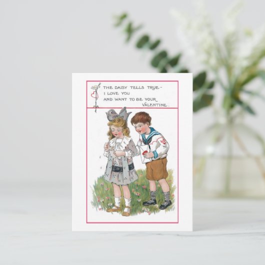 かわいいヴィンテージとバレンタインの挨拶 シーズンポストカード (スタンド正面)