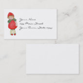 かわいいヴィンテージのいちごの女の子 名刺 (正面/裏面)