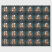 かわいいヴィンテージのクリスマスのウサギ ラッピングペーパー (フラット)