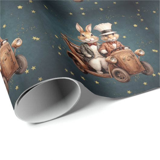 かわいいヴィンテージのクリスマスのウサギ ラッピングペーパー (ロールコーナー)