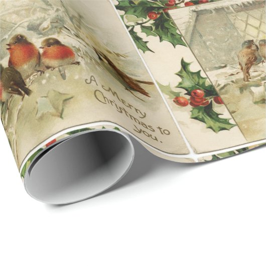 かわいいヴィンテージのクリスマスのベビーのロビン ラッピングペーパー (ロールコーナー)