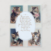 かわいいヴィンテージのクリスマスキャットおもしろい詩 ポストカード (正面)