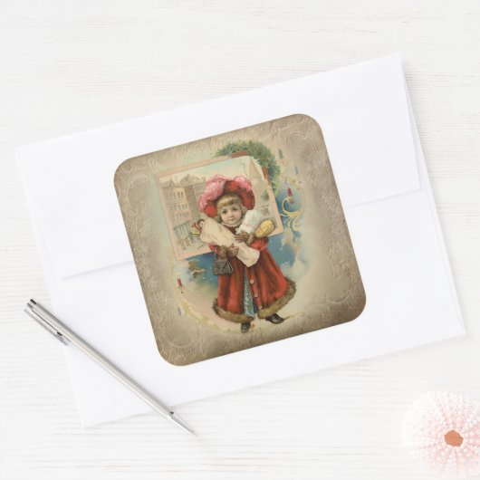 かわいいヴィンテージのクリスマスショップ スクエアシール (封筒)