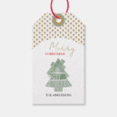 かわいいヴィンテージのクリスマスツリーと星 ギフトタグ (正面)