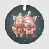 かわいいヴィンテージのクリスマスピッグ オーナメント (裏面)