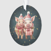 かわいいヴィンテージのクリスマスピッグ オーナメント (正面)