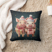 かわいいヴィンテージのクリスマスピッグ クッション (ブランケット)