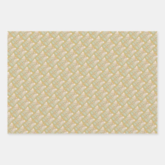 かわいいヴィンテージのクリスマスプレゼント絵を描ハンド ラッピングペーパーシート (正面3)