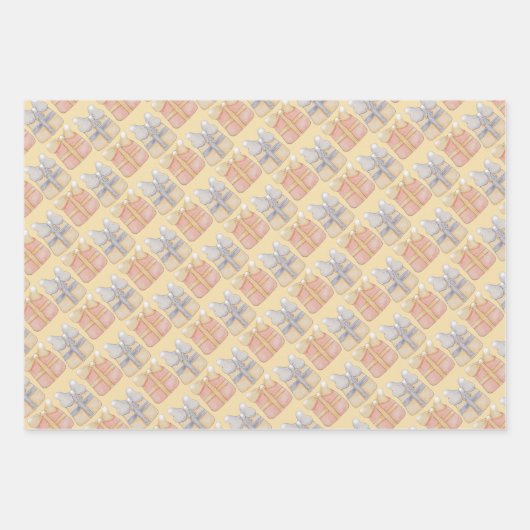 かわいいヴィンテージのクリスマスプレゼント絵を描ハンド ラッピングペーパーシート (正面2)