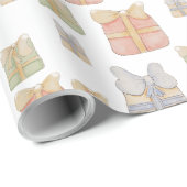 かわいいヴィンテージのクリスマスプレゼント絵を描ハンド ラッピングペーパー (ロールコーナー)