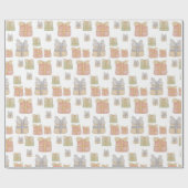 かわいいヴィンテージのクリスマスプレゼント絵を描ハンド ラッピングペーパー (フラット)