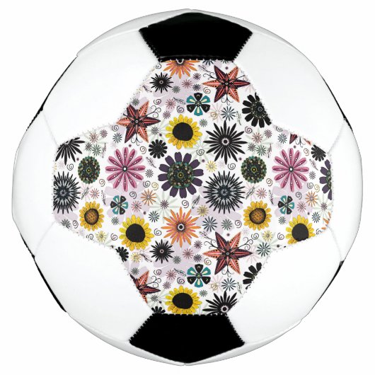 かわいいヴィンテージのシームレスな花のパターン サッカーボール (正面)