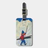 かわいいヴィンテージのスキープリントが付いている荷物のラベル ラゲッジタグ (正面縦)