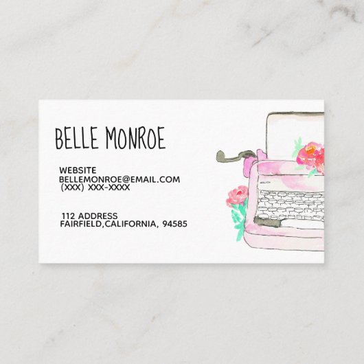 かわいいヴィンテージのタイプライターのピンクの名刺 名刺 (裏面)