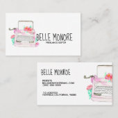 かわいいヴィンテージのタイプライターのピンクの名刺 名刺 (正面/裏面)