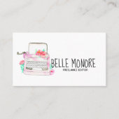 かわいいヴィンテージのタイプライターのピンクの名刺 名刺 (正面)