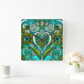 かわいいヴィンテージのターコイズの壁紙 スクエア壁時計 (ホーム)