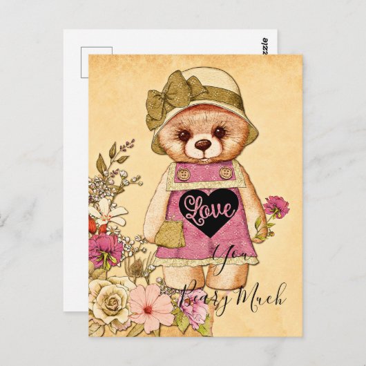 かわいいヴィンテージのバレンタインデー ポストカード (正面/裏面)
