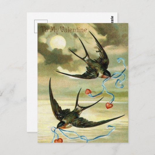 かわいいヴィンテージのバレンタインデー ポストカード (正面/裏面)