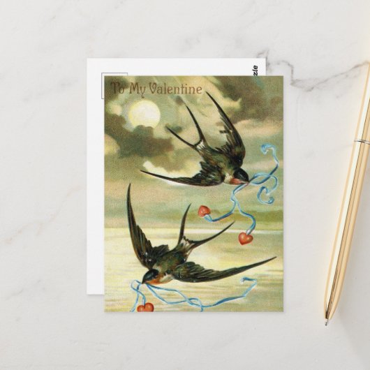 かわいいヴィンテージのバレンタインデー ポストカード (正面/裏面インサイチュ)