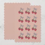 かわいいヴィンテージのバレンタイン チェリー グリーティングカード シーズンカード (正面/裏面)