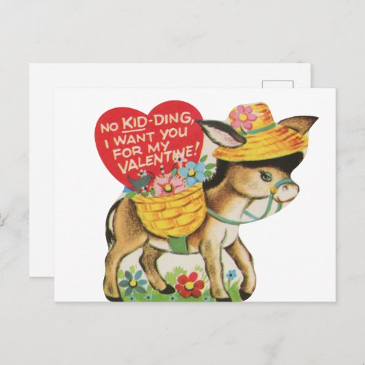 かわいいヴィンテージのバレンタイン ポストカード (正面/裏面)