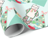 かわいいヴィンテージのパステル調の休日のロボット及び木 ラッピングペーパー (ロールコーナー)