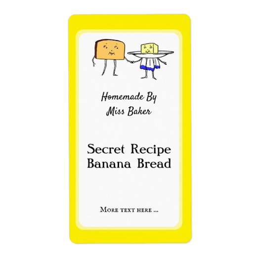 かわいいヴィンテージのパンとバターの編集可能な焼き菓子ラベル ラベル (正面)