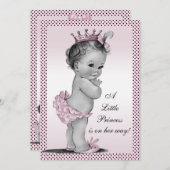 かわいいヴィンテージのプリンセスのベビーシャワー 招待状 (正面/裏面)