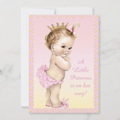 かわいいヴィンテージのプリンセスの花のベビーシャワー 招待状 (正面)