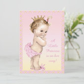 かわいいヴィンテージのプリンセスの花のベビーシャワー 招待状 (スタンド正面)