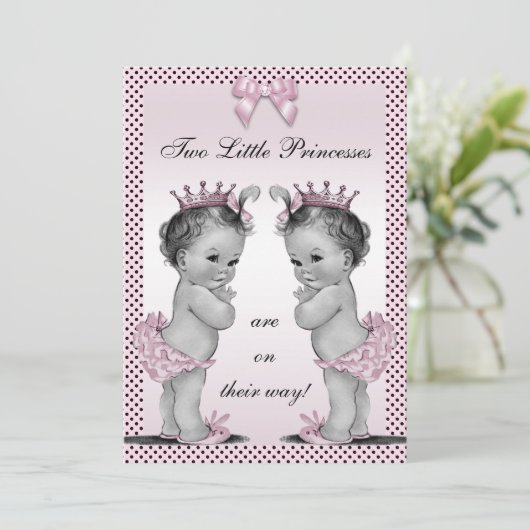 かわいいヴィンテージのプリンセスはベビーシャワーを結び付けます 招待状 (スタンド正面)