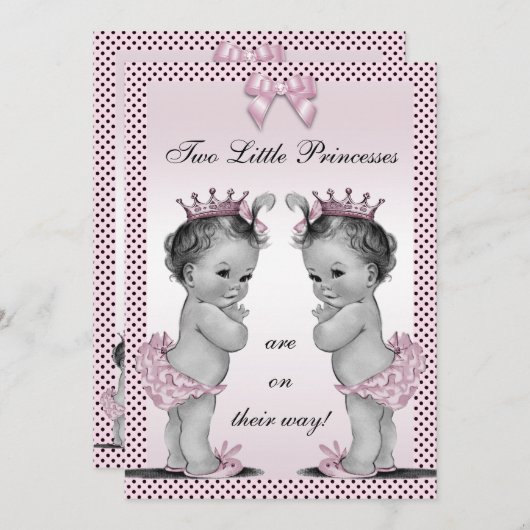 かわいいヴィンテージのプリンセスはベビーシャワーを結び付けます 招待状 (正面/裏面)