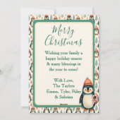 かわいいヴィンテージのペンギン家族写真 シーズンカード (裏面)