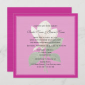 かわいいヴィンテージのマグノリアの花 ピンク 春のウェディング 招待状 (正面/裏面)