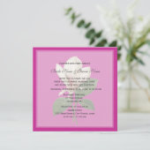 かわいいヴィンテージのマグノリアの花 ピンク 春のウェディング 招待状 (スタンド正面)