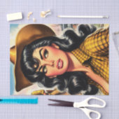 かわいいヴィンテージの国のピンアップ 薄葉紙 (クラフト)