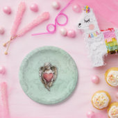 かわいいヴィンテージの天使の赤いハート ペーパープレート (パーティー)