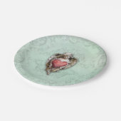 かわいいヴィンテージの天使の赤いハート ペーパープレート (アングル)