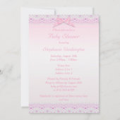 かわいいヴィンテージの女の赤ちゃんのシャワーのフェイクなレース、弓 招待状 (裏面)