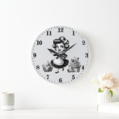 かわいいヴィンテージの女性の清掃 ラージ壁時計 (ホーム)