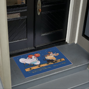 かわいいヴィンテージの子どもたちがハロウィーンの夜にスプーク ドアマット