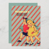 かわいいヴィンテージの子どもたちの誕生パーティー 招待状 (正面/裏面)