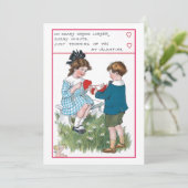 かわいいヴィンテージの子どもたちバレンタインデー シーズンカード (スタンド正面)